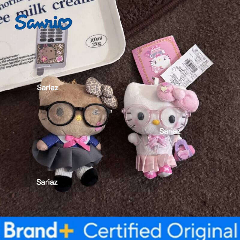 Sanrio Anime Jk Uniforms Cute Girl Glasses Dolls Keychains Cartoon Kt Cats Plush Doll Accessories Girls' Festival Gifts H260121