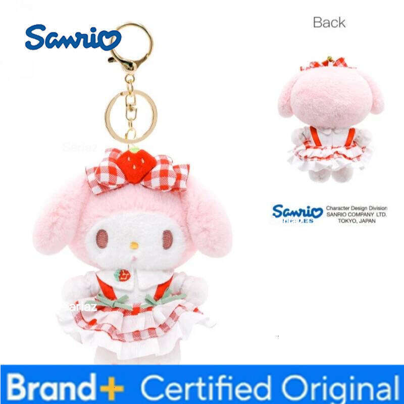 Sanrio Genuine Hello Kitty Melody Cute Girl Keychain School bag Pendant Kids Plush Toys Keyring Plushier Birthday Christmas Gift H260121