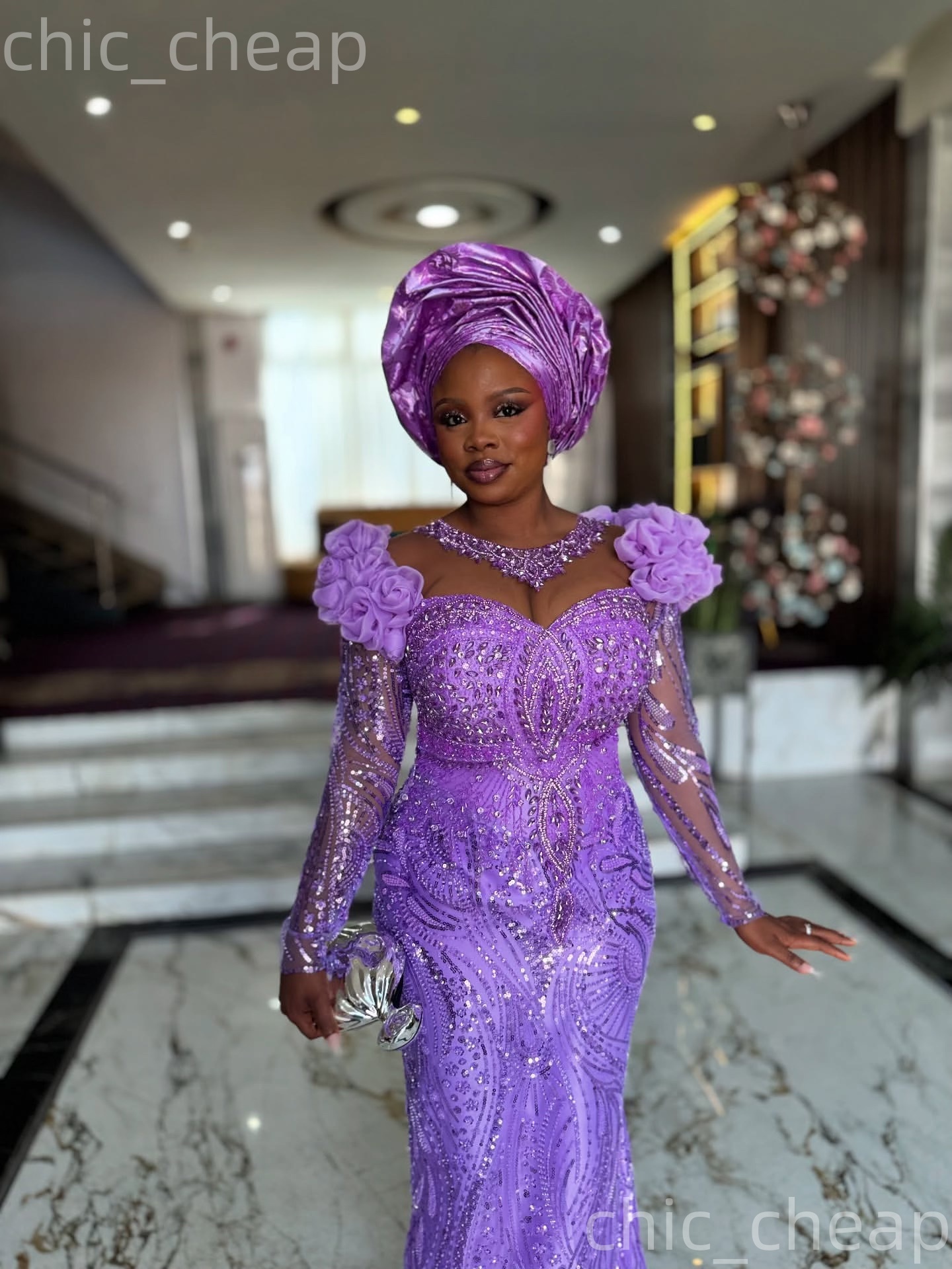 Aso Ebi Prom Nigerian Mermaid Dresses 2026 Beaded Crystals Lavender Evening Formal Party Second Birthday Engagement Gowns Dress For Special Occasions