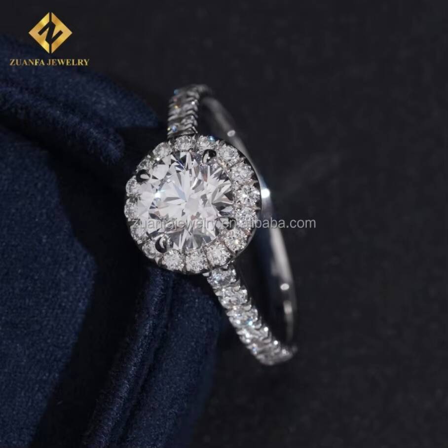 Customized 18k White Gold Luxury Fiance Jewelry 110 Ct Round Excellent Cut Lab Grown Diamond IGI Certificate Engagement Ring