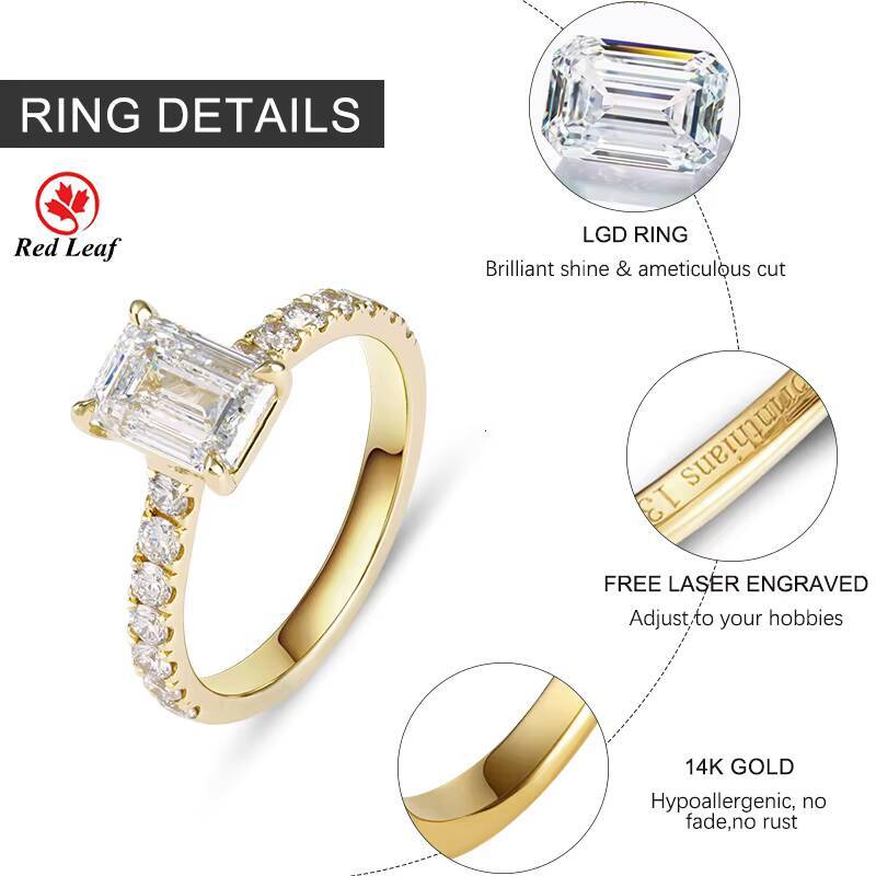 Custom 10K 14K 18K White Gold IGI Certified Lab Diamond Engagement Ring 1CT 2CT 3CT 4CT CVD HPHT Emerald Lab Grown Diamond Ring