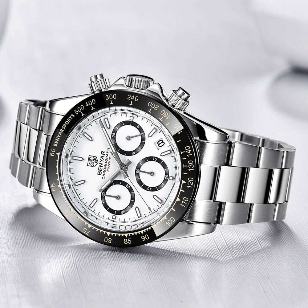 Relojes Hombre 2024 BENYAR New Men Luxury Brand Chronograph Male Sport Watches Waterproof Stainless Steel Quartz Watch 26W01121