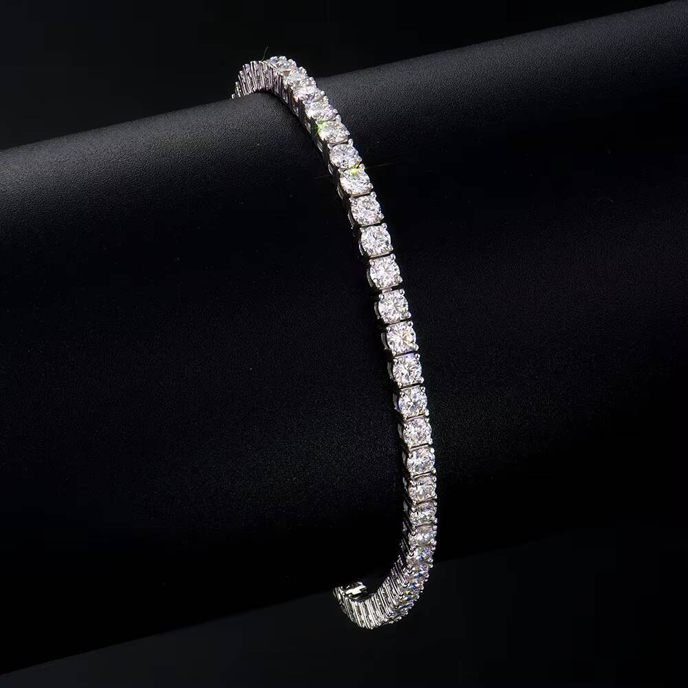 Wholesale 925 Sterling Silver Tennis Chain Bracelet Elegant 3mm Moissanite HipHop Jewelry Moissanite Tennis Chain for Men Women