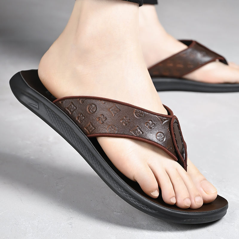2026 Summer New Embossed Design Casual Trend Anti Slip Men Flip Flops High Quality Beach Versatile Slippers Size 38-44 Free Shipping Black Brown