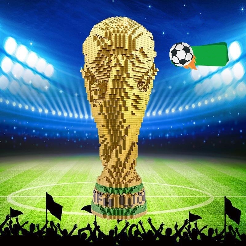 World Cup Golden Cup Micro Diamond Small Part Wooden Boy Puzzle Building Blocks Toy