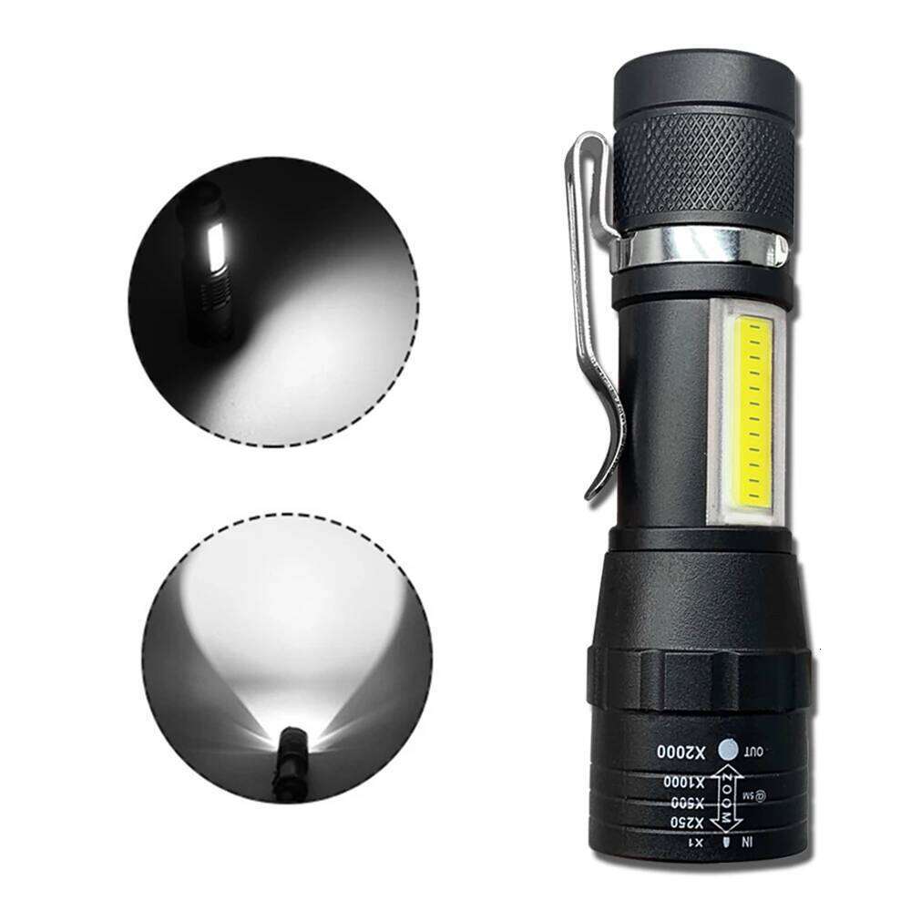 Waterproof T6 COB Flashlight USB Rechargeable LED Mini Telescopic 120LM 3W Camping Lantern Zoomable Focus Torch Light Z260121