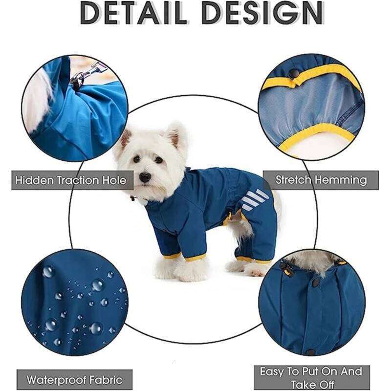 Famous brand Rainwear Step In Dog Windproof Rain Coat FourSeason Pet Clothes Outdoor Walking Raincoats with ReflectiveStripes pupakaIK