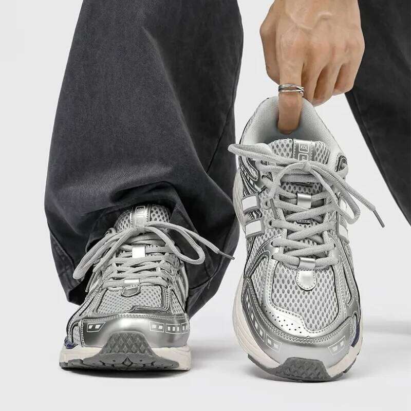 Men's Sports with A Mesh Surface Made of Patchwork Material, New Lace-up Round Toe Casual Height-increasing Niche Shoes 26W0121