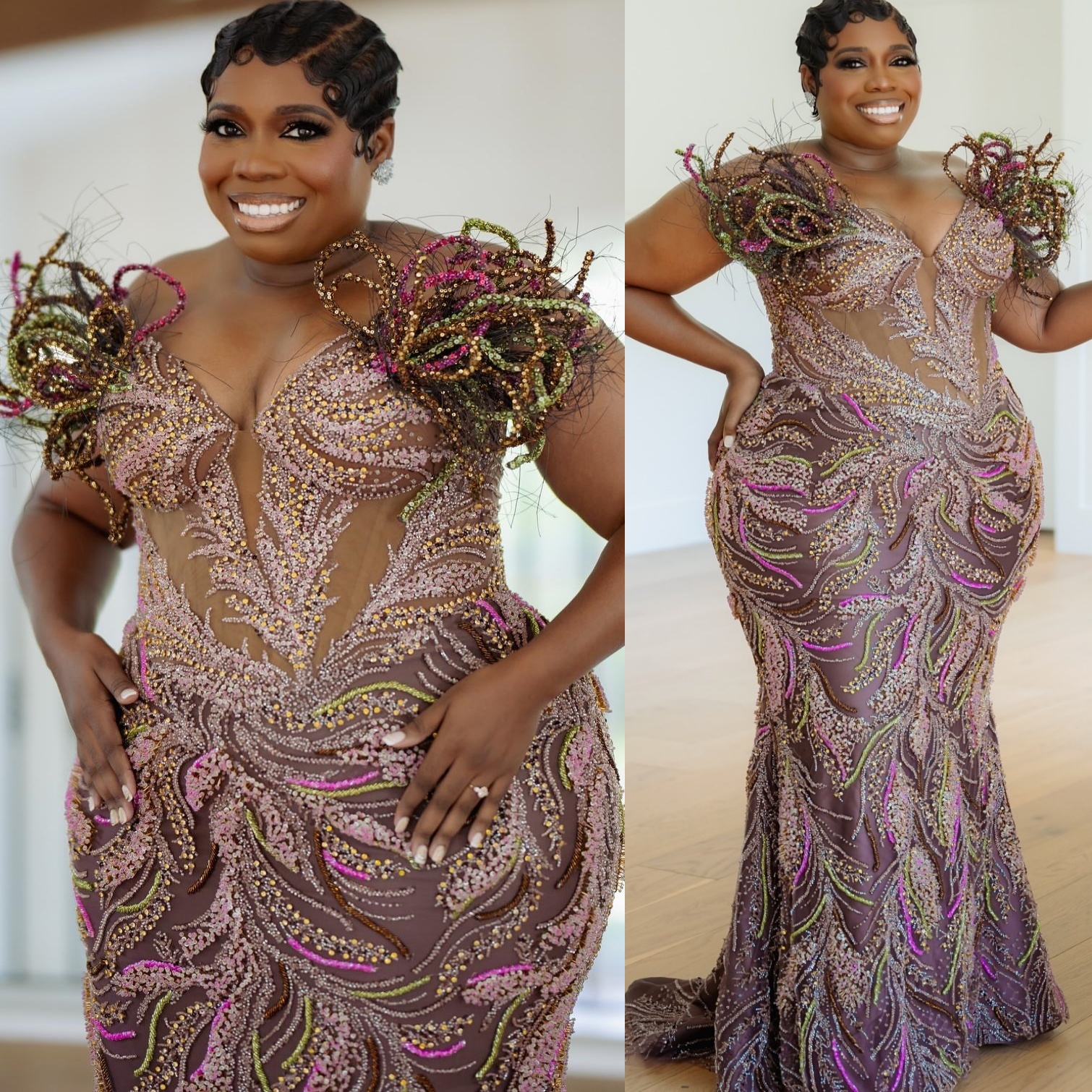 Mermaid Plus Size Prom Dresses 2026 Illusion Beaded Appliques Sequined Evening Formal Party Second Birthday Engagement Gowns Dress For Special Occasio