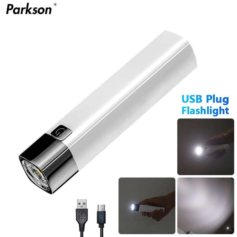 Mini USB Rechargeable LED Flashlight Super Bright Outdoor Waterproof Lighting Small White Flash Light Riding Camping Hunting Z260121