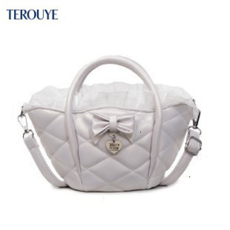 TEROUYE Korean style niche quilted design women s handbag autumn and winter new cute and sweet Y K style shoulder bag bow style Luxury bag