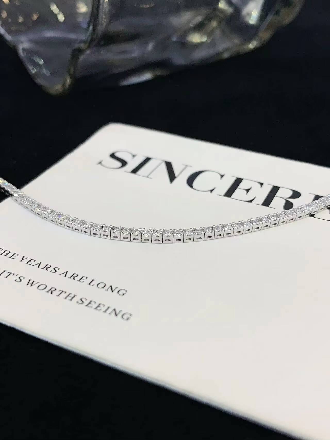 Custom HPHT Lab-Grown Round Brilliant Cut Color D Tennis Bracelet 925 Sterling Silver 2mm 3mm 4mm 5mm IGI Womens Diamond