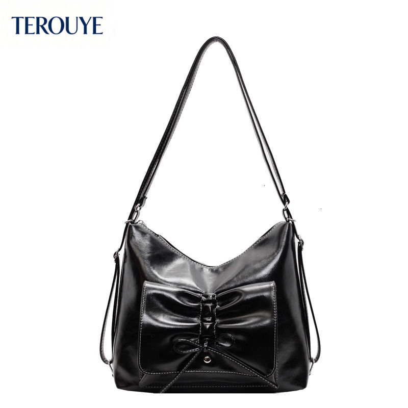 TEROUYE Retro fashion women s handbag Korean style large capacity shoulder bag autumn and winter new casual bow design backpack luxury Luxury bag