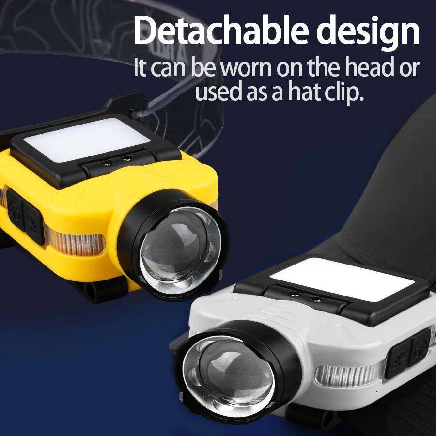 1000LM Sensor Headlamp USB C Rechargeable 5 Modes Headlight with Power Display Cap Clip Outdoor Fishing Camping Head Flashlight Z260121