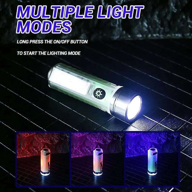 Powerful LED Mini Flashlight Multifunction Spotlight Lamp Type-C Rechargeable With Magnet Torch For Searching Emergency Light Z260121