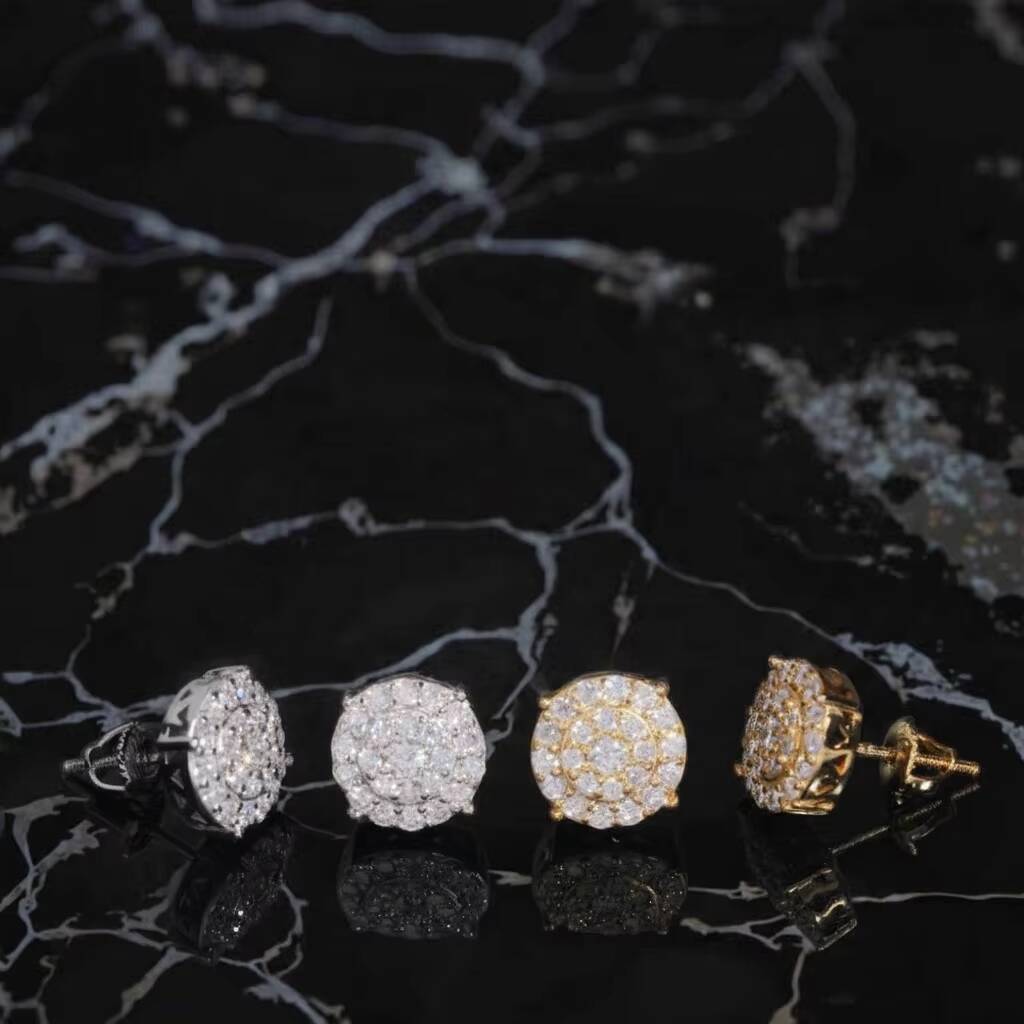 Fine Jewelry 10mm Moissanite Earring Rapper VVS Moissanite Iced Out Diamond Solid 925 Silver Stud Earrings for Women Men Party