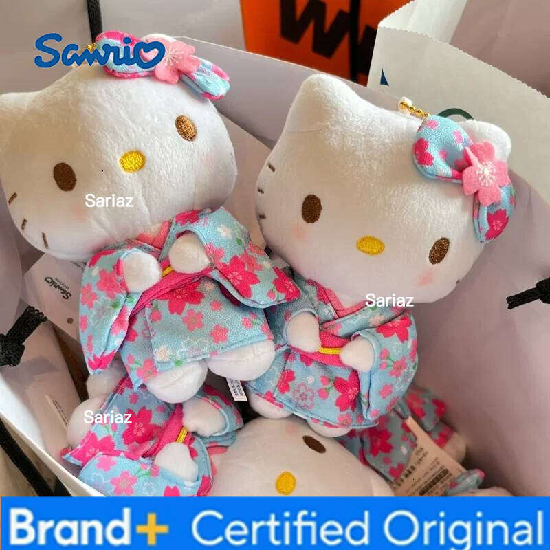 Sanrio Japanese Kimono Cherry Blossom Hello Kitty Plush Doll Trendy Toy Backpack Decoration Accessories Keychain Girl Surprise Gift H260121