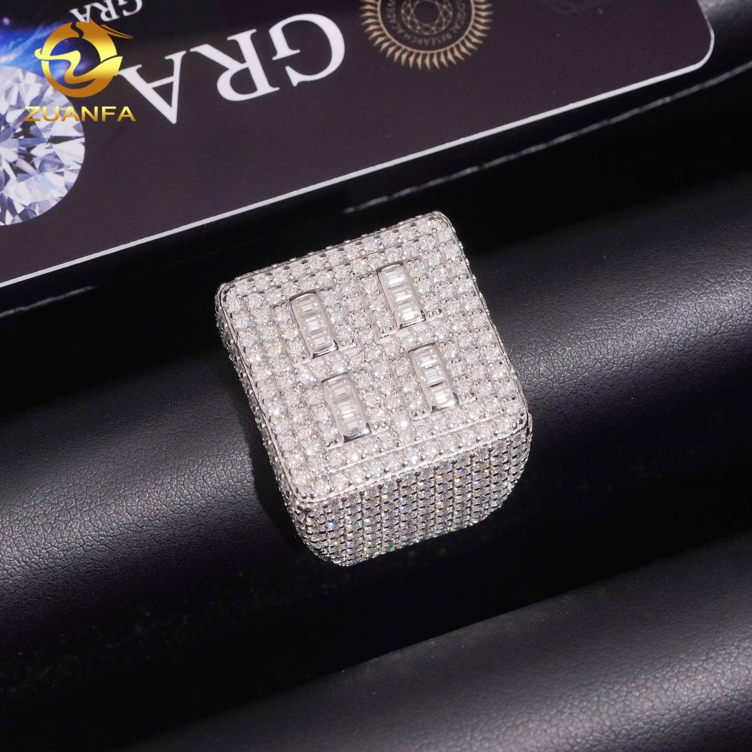 New Design High Quality Square Full Iced Out Championship Ring 925 Moissanite Ring Iced Out Ring Men Diamond Ring Circle Ring