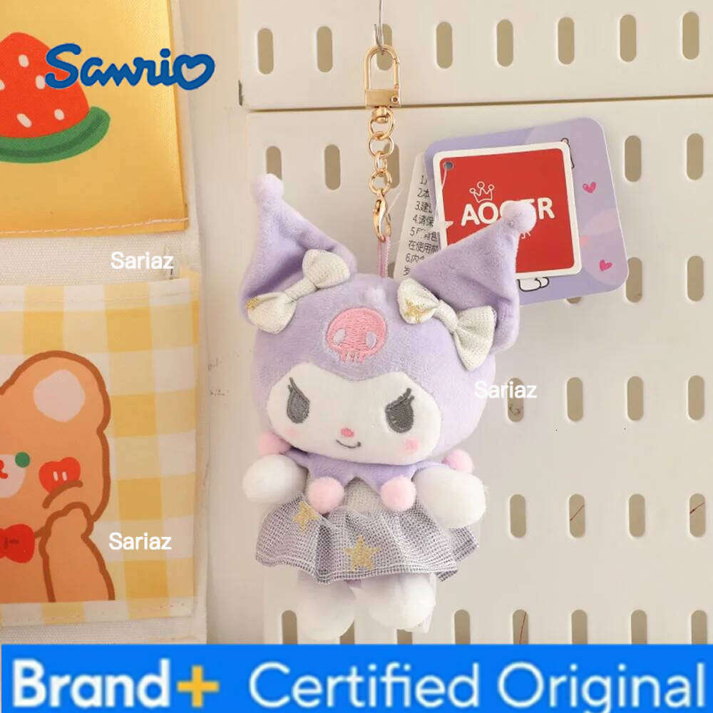 Sanrio Cartoon Plush Kawali Kuromi Hello Kitty Cinnamoroll Soft Stuffed Doll Keychain Pendant Bag Accessories H260121