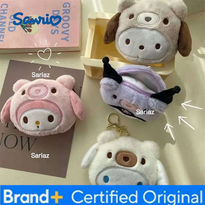 Sanrio Kuromi Plush Keychain Wallet Melody Cinnamoroll Plushies Coin Purse Earphone Organizer Bag Pendant Key Ring Girls Gifts H2601211