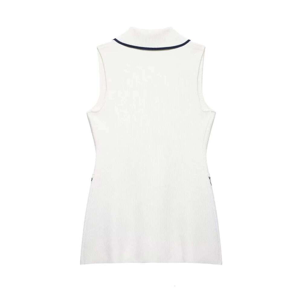 2025 summer new women's casual fashion commuter double-breasted button trim knitted vest jacket top