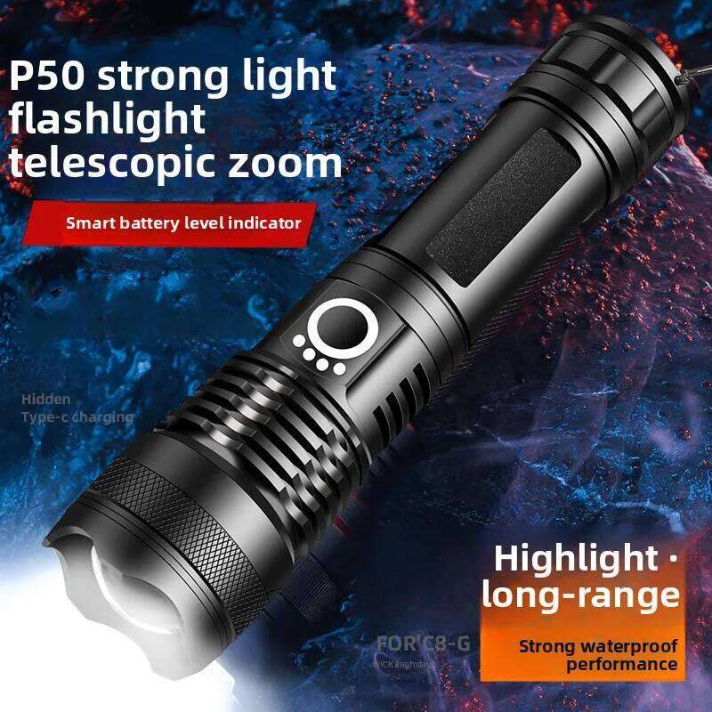 High Power XHP50 LED Flashlight Type-c Rechargeable Aluminium Alloy Torch Zoom Hand Lantern For Camping, Outdoor Emergency Z260121