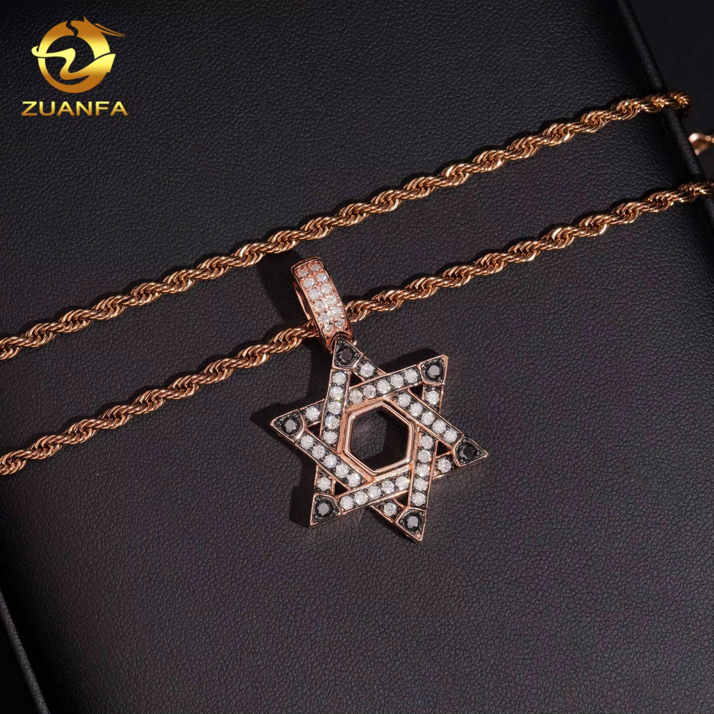 GRA Certificate Pentagram Pendant Custom Iced Out Hip Hop Moissanite Jewelry 925 Silver VVS Moissanite Diamond Charm Pendant