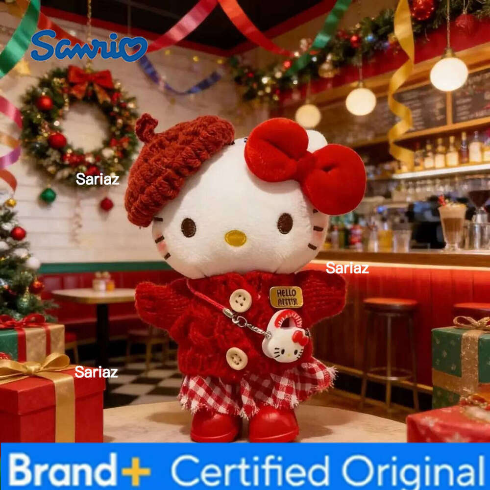 Sanrio Cartoon Kawaii New Cute Sweater Plaid Skirt Hello Kitty Plush Keychain Backpack Ornament Best Friend Girl Birthday Gifts H260121