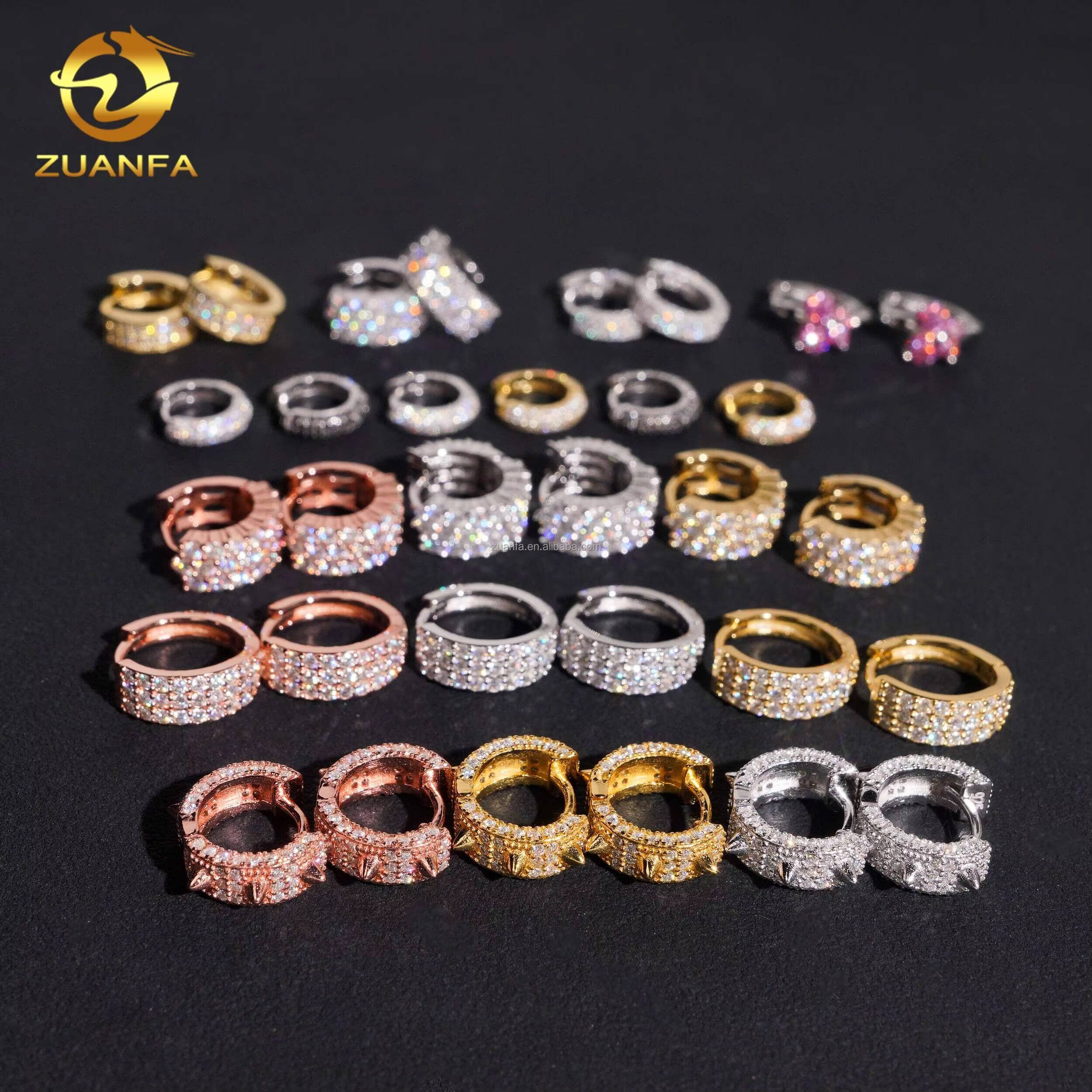 Bulk Stock Pass Diamond Tester GRA Certificate Hip Hop Iced Out Jewelry 925 Sterling Silver VVS Moissanite Diamond Hoop Earrings