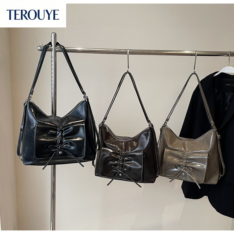 TEROUYE Retro fashion women s handbag Korean style large capacity shoulder bag autumn and winter new casual bow design backpack luxury Luxury bag