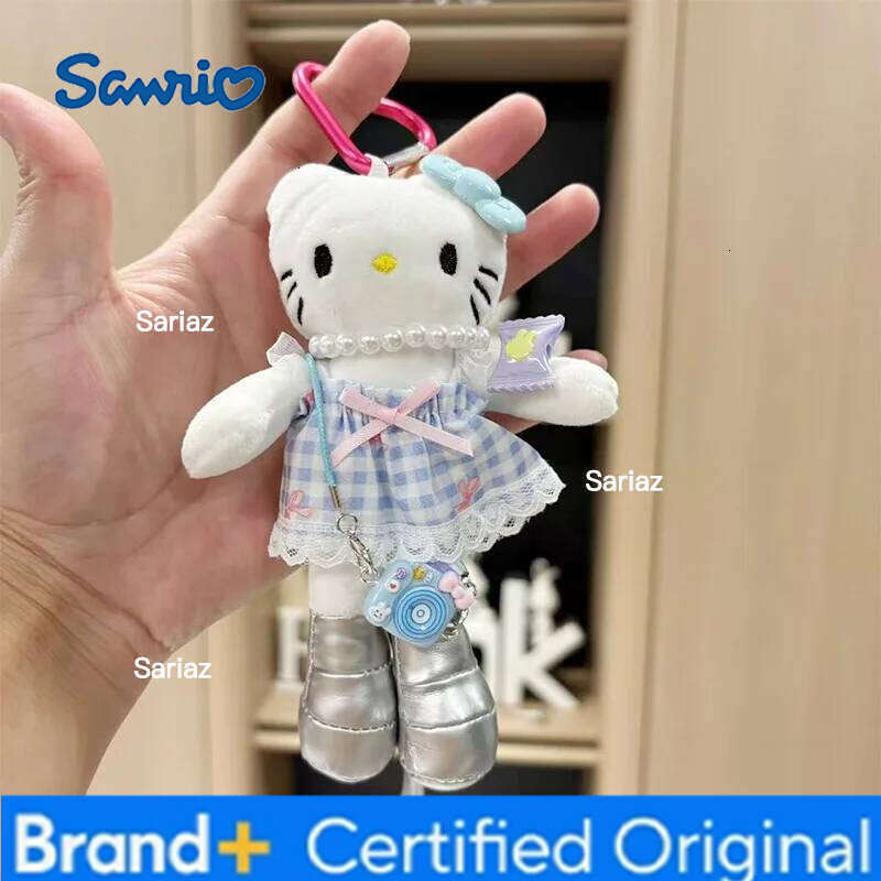 Sanrio HelloKitty Plush Cartoon Long Leg Dress up Kitty Doll Student Bag Keychain Girlfriend Car Pendant H260121
