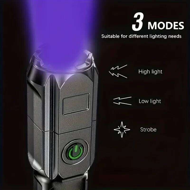 Portable UV Flashlight UV395NM Zoomable ABS Torch 3 Modes Camping Ultraviolet Flashlights For Pet Stacks Fluorescent Detection Z260121