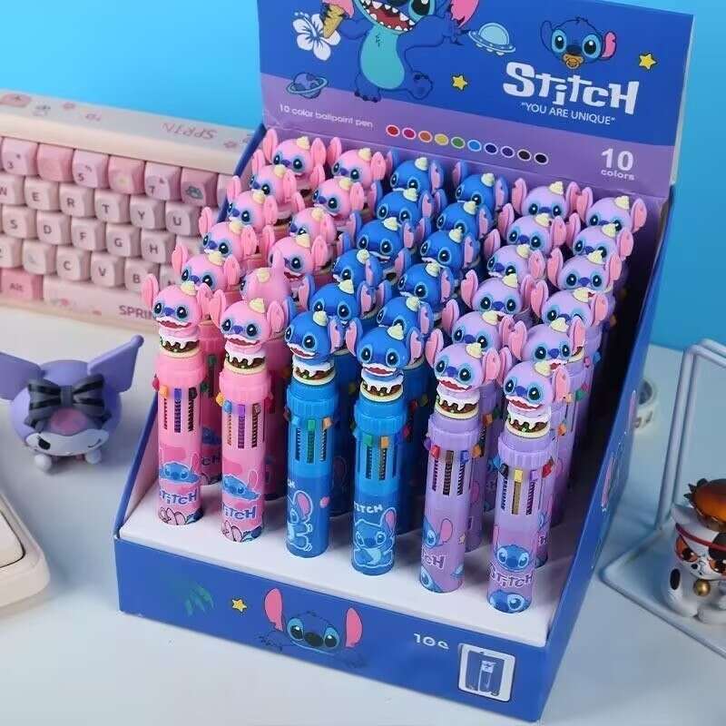 Disney 12/36pcs Cartoon Stitch Doll 10 Colors Ballpoint Pen Lilo Stitch Cute Gel Pen Student Supplies Tools Stationery Wholesale H251220