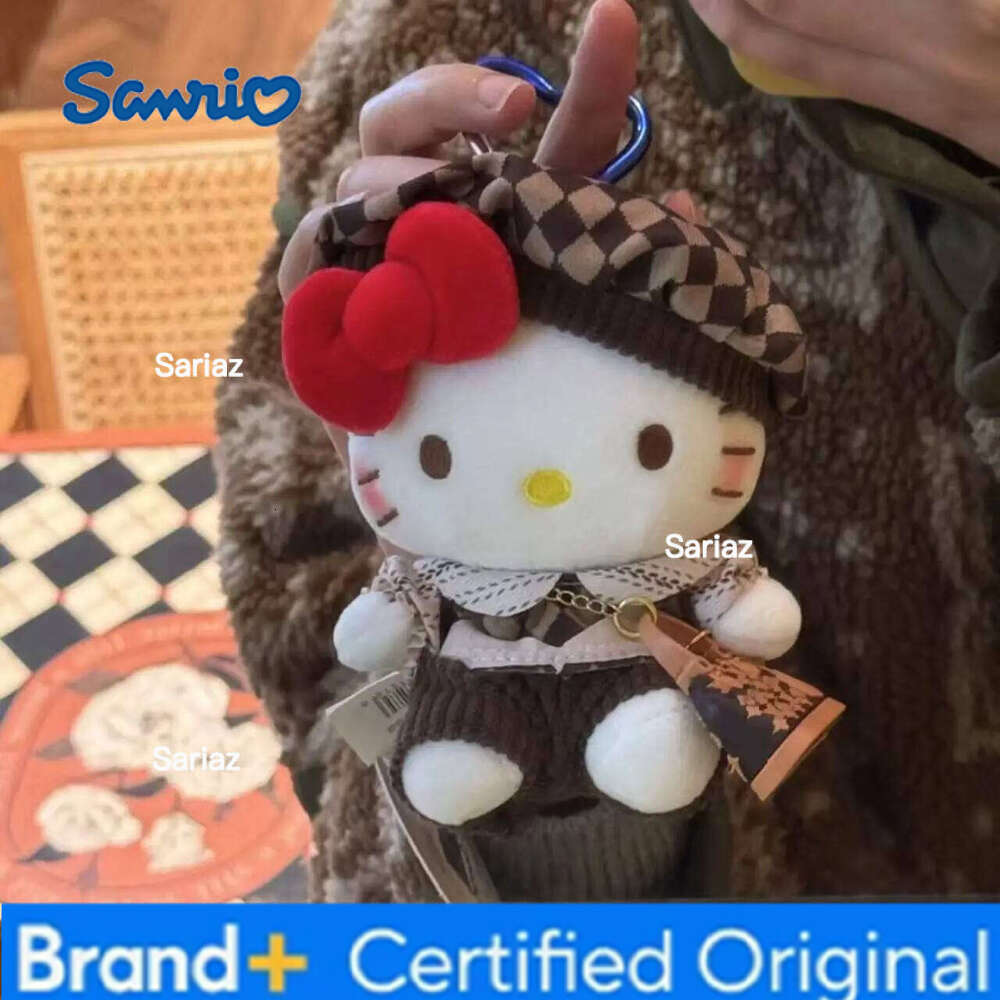 Sanrio Kawaii Hello Kitty Keychain Cartoon Toys Kt Cat Stuffed Plushies Key Ring Plush Pendant Give Holiday Gift H260121
