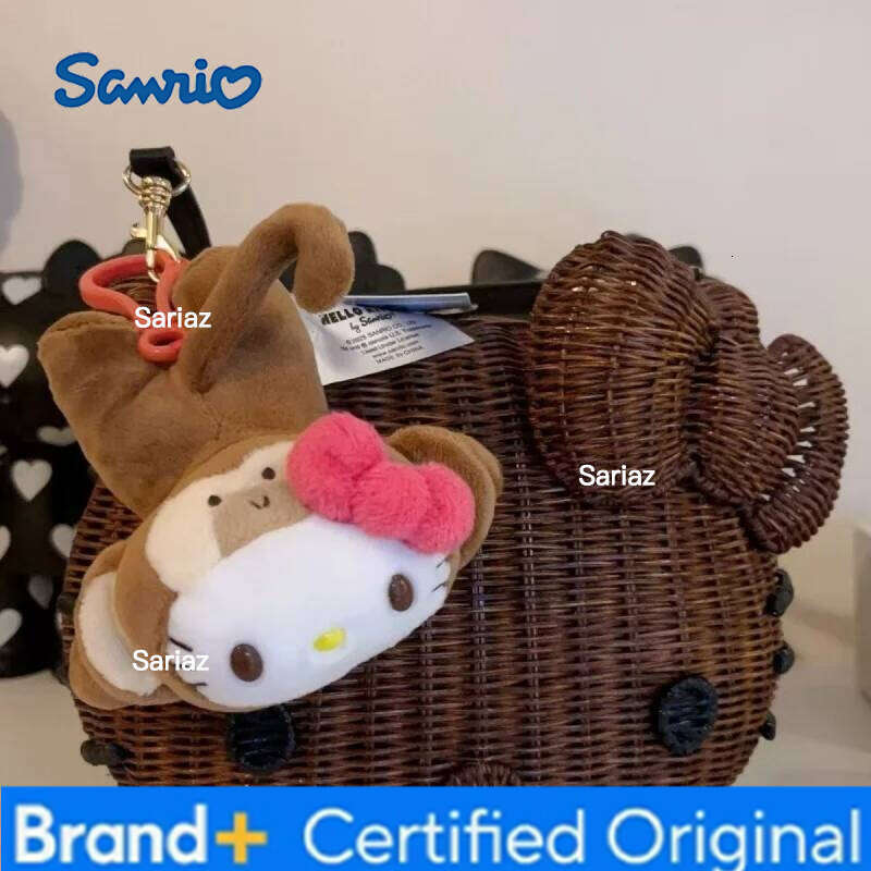 Sanrio NEW funny cartoon Hello Tropical Charms creative Kitty cat sloth Monkey Plush Doll Pendant Animal Key Ring H260121