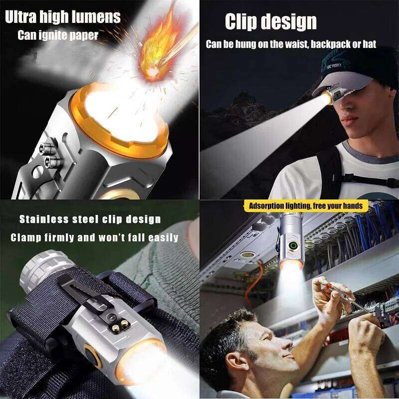 Portable Light Flashlight Strong Magnetic Mini Multi-functional Rechargeable Super Bright 3*50W LED Emergency Torch Z260121