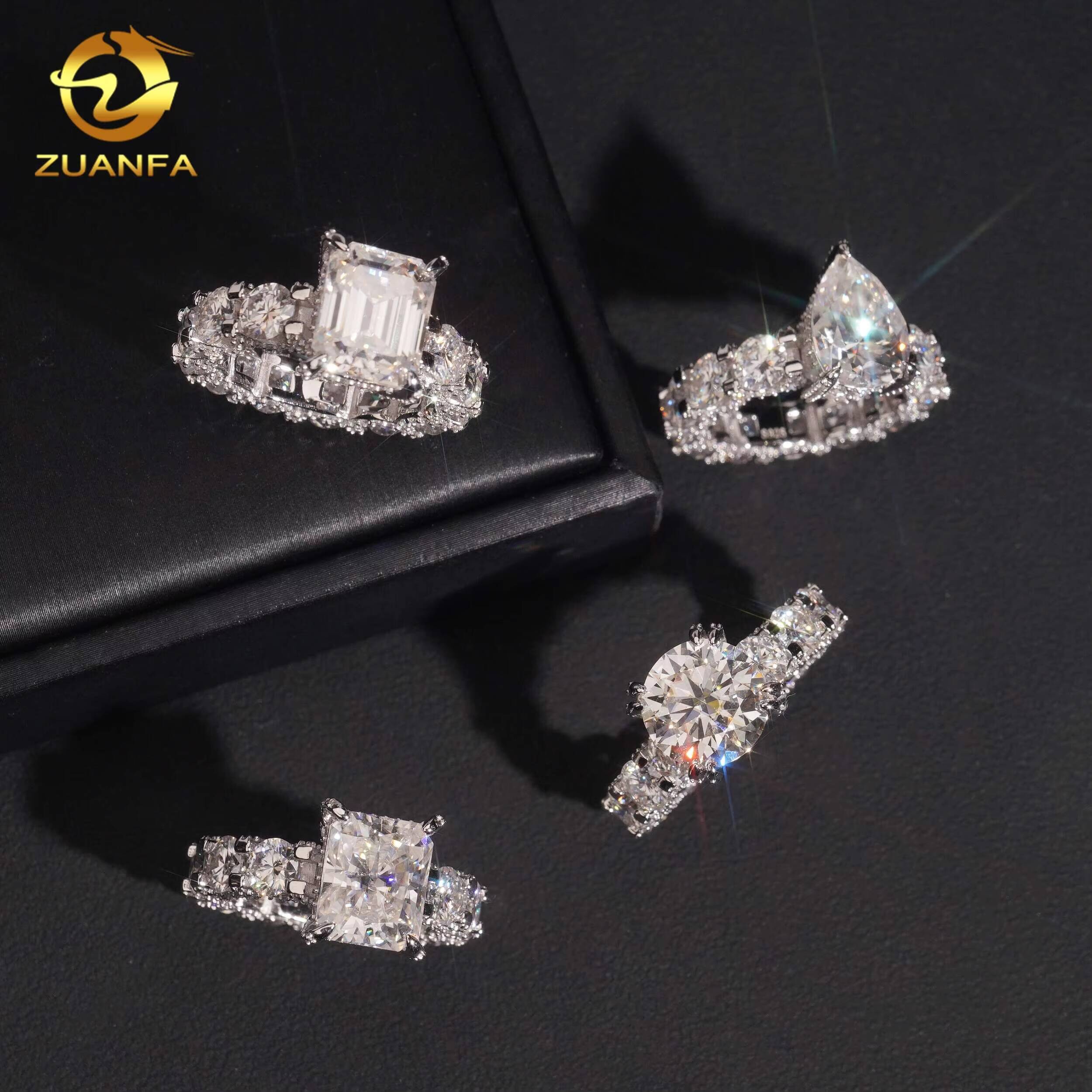 Hot Sale Luxury Hip Hop 925 Sterling Silver VVS Moissanite Pass Diamond Test Iced Out Diamond Wedding Ring