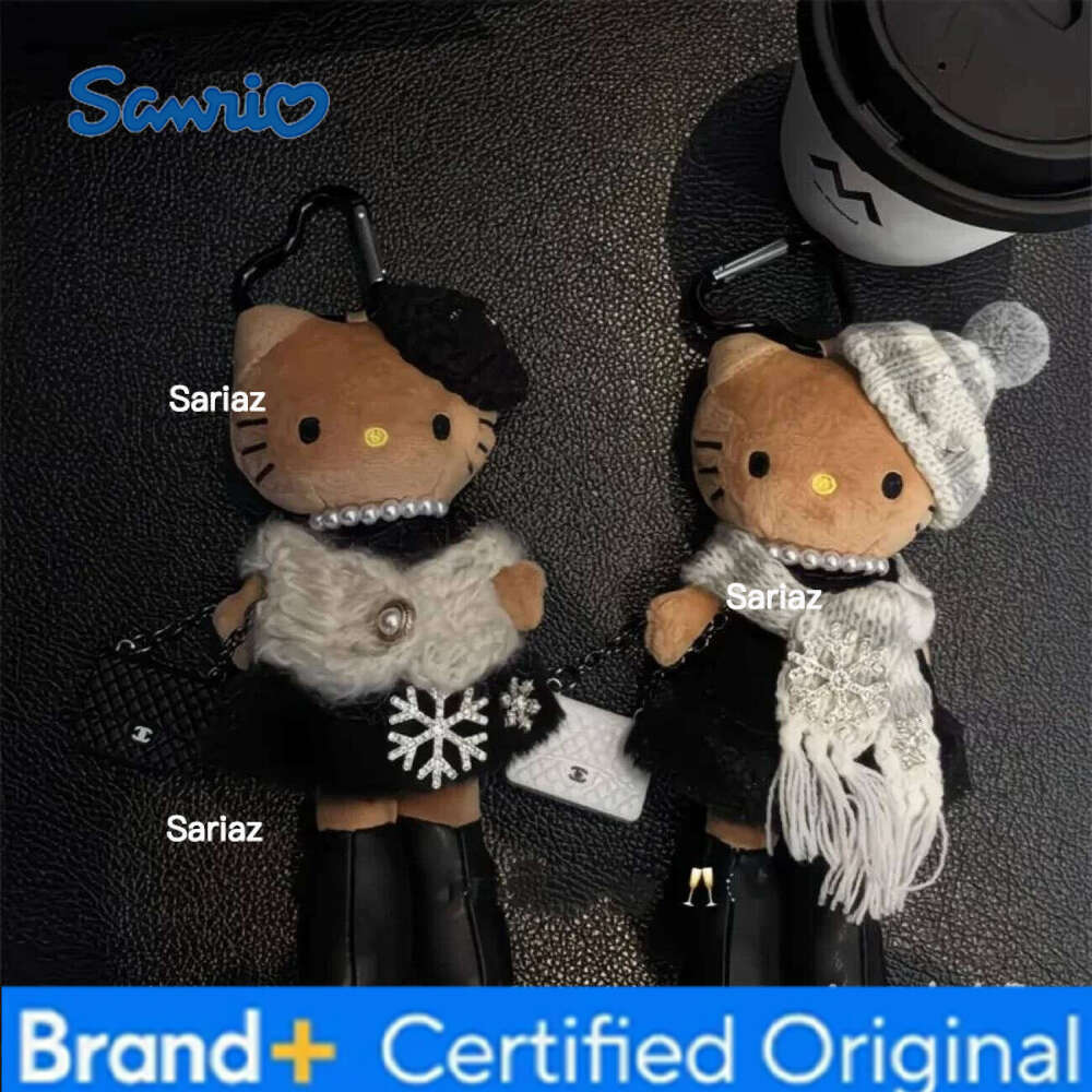 Sanrio Hello Kitty Leopard Long Leg Doll Kawaii Keychain Black Kt Cat Animation Peripheral Toy H2601211