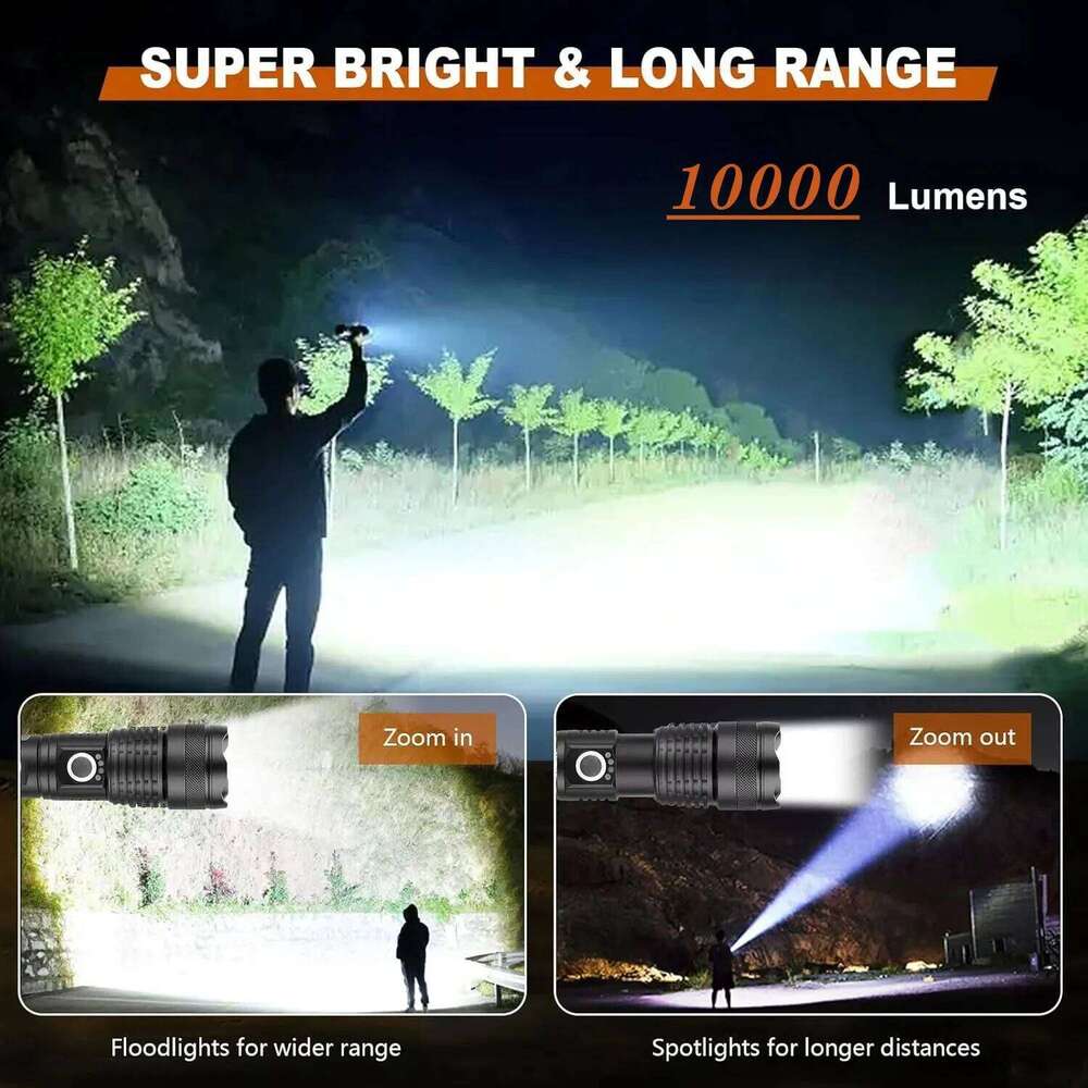 LED+COB Ultra Bright Flashlight Rechargeable 5mode Lamp Aluminum Alloy Zoomable Light Tactical Torch for Outdoor Camping Fishing Z260121