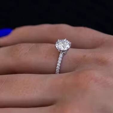 100 Passed Diamond Tester 925 Sterling Silver Wedding Engagement Ring for Women Lab Grown Diamond Wedding Band Ring for Women