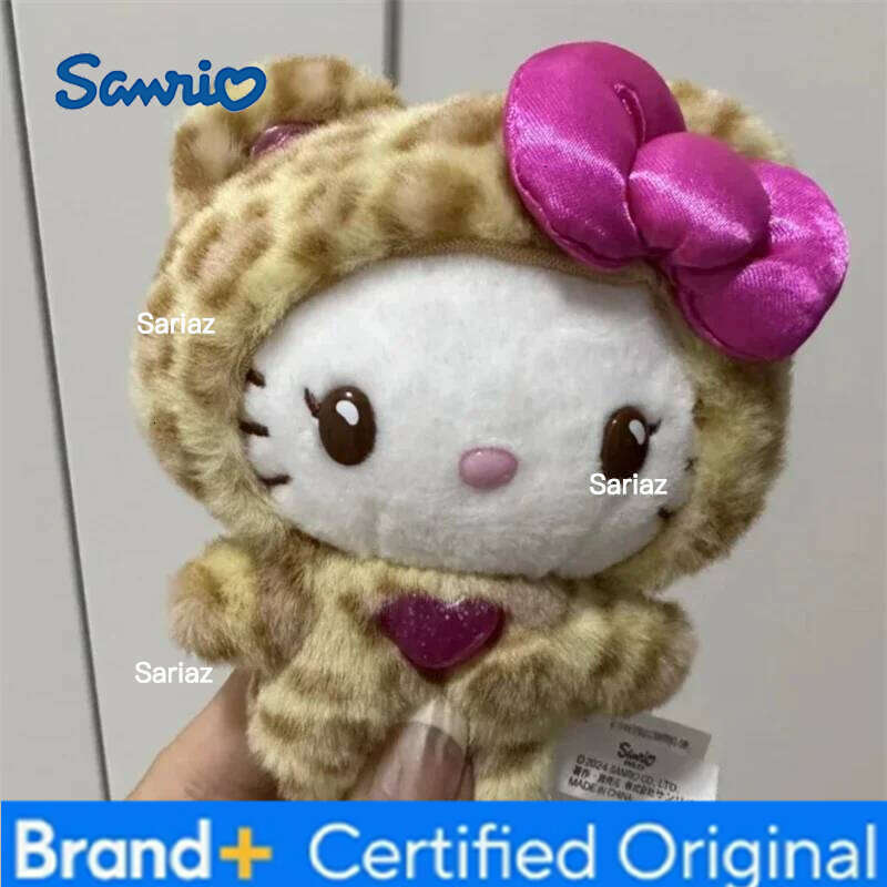 Sanrio Leopard Print Bear Series Hello Cartoon Kitty Cat Plush Doll Pendant Keychain Bag Decorations Gift H260121
