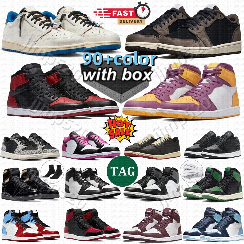 Basketball shoes low designer trainers Casual shoes travis Black Phantom UNC Navy Mocha fragment Olive 1s sneakers Outdoor travisscot shoe 1 With box men women 26