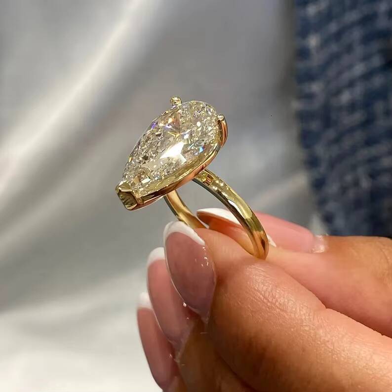 Sparkling 5 Ct Pear Cut Lab Diamond Solitaire Ring IGI Certified D/VVS1 Prong Set Solid 14k Gold Diamond Engagement Rings