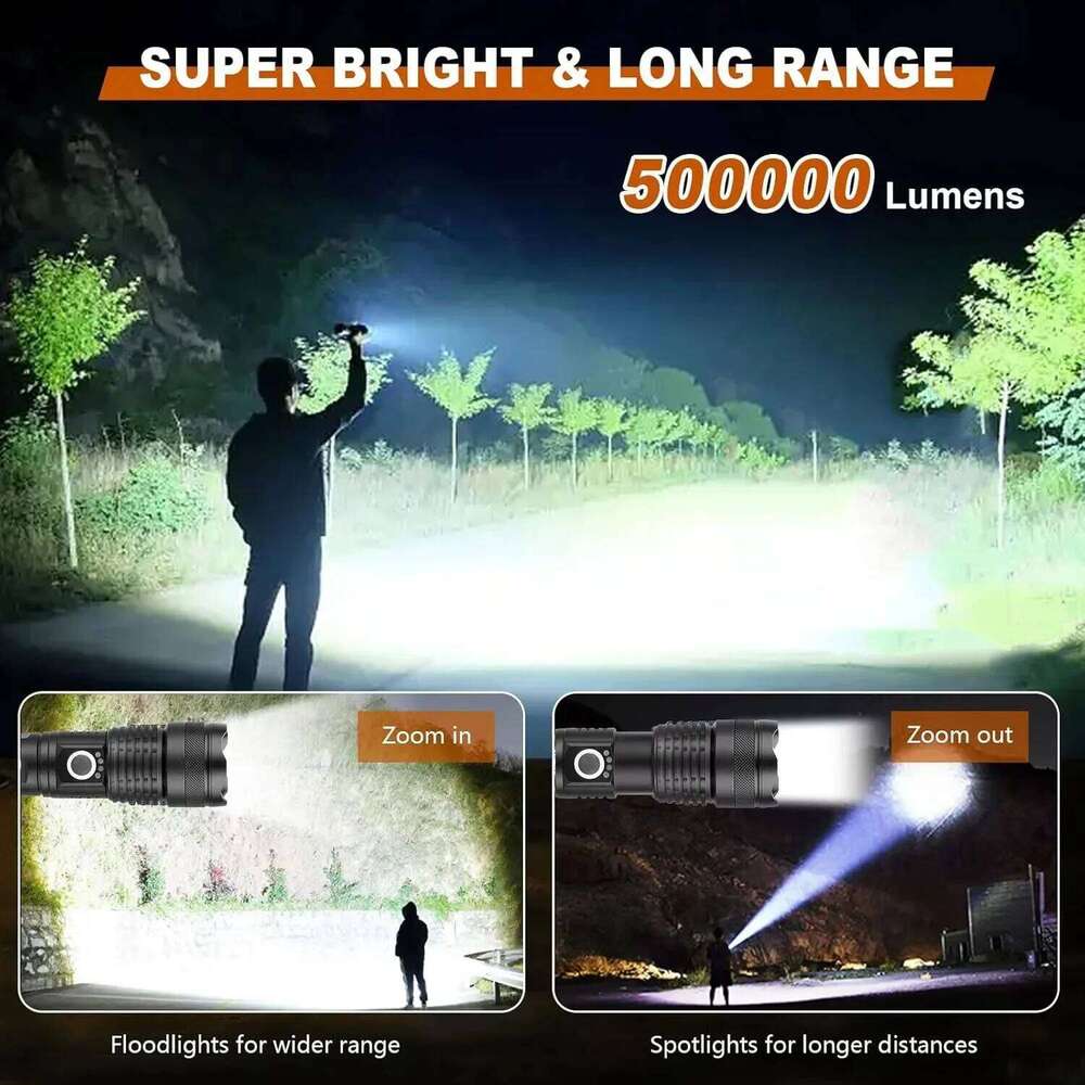 Super Bright Tactical Flashlight Zoomable Rechargeable Waterproof Camping Hiking Hunting Fishing Emergency Telescopic Zoom Torch Z260121