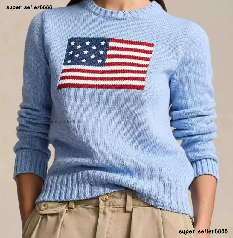 Designer Womens Sweaters Ladies Knitted POLO Sweater Jumpers American Flag Trendy Winter HighEnd Comfortable Cotton Men Women Pullover Sweatshirt