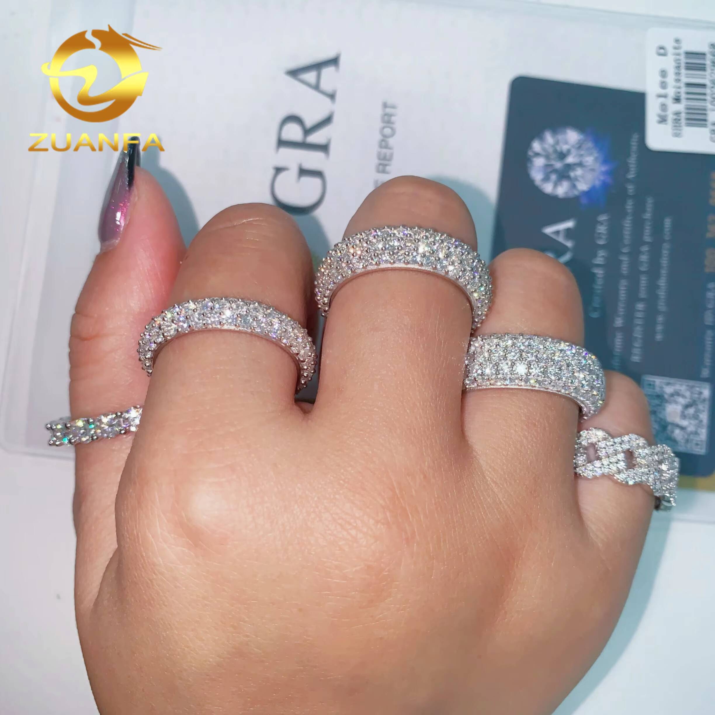 1 to 5 Row Full Eternity Ring Collection Bubble Band Ring GRA 925 Moissanite Ring Iced Out Men Diamond Ring Iced Out Jewelry