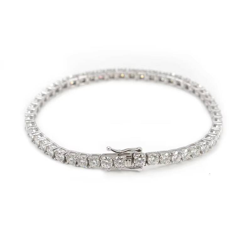 RTS Hip Hop Jewelry 4mm Lab Diamond 925 Silver Tennis Chain Necklaces Pass Diamond Tester Iced VVS Moissanite Charms