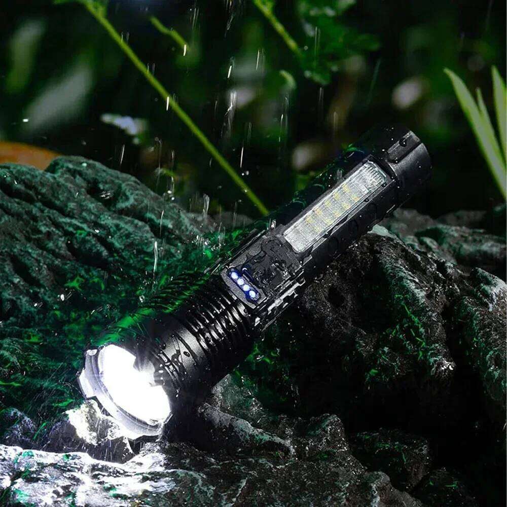 Ultra-bright LED Flashlight Rechargeable Telescopic Tactical Torch Red Blue Double Flash Lamp for Outdoor Camping Emergency Z260121
