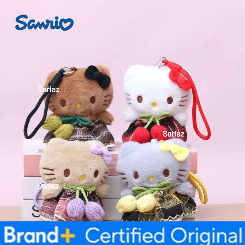 Sanrio 1Pcs Hello Kitty Plush Doll Keychain Cartoon Backpack Decoration Kawaii Toy Bag Pendant Girls Gifts H260121
