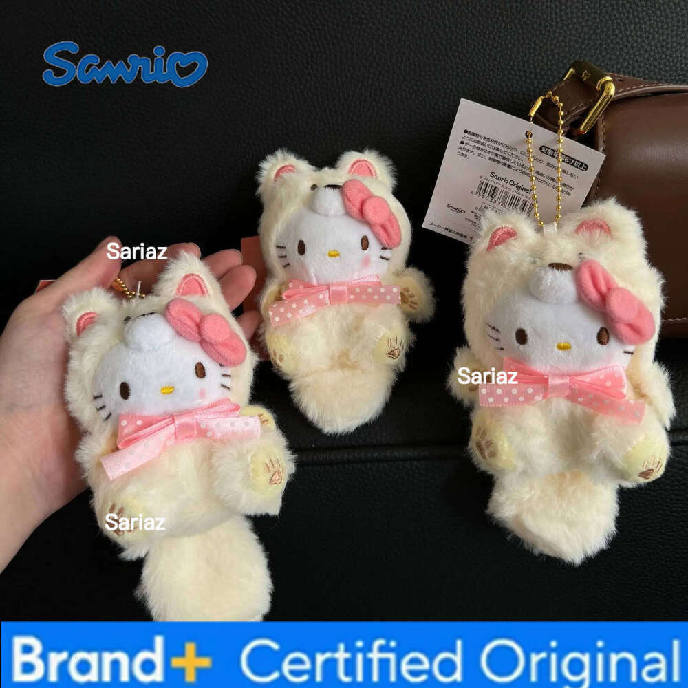 Sanrio Fox Clothes Plush Doll Keychain diy Hello Kitty Bag Pendant Accessories Fun Cute Toys Children's Birthday Gifts H260121
